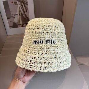 Miu Miu White Crochet Bucket Hat